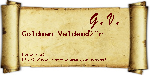 Goldman Valdemár névjegykártya